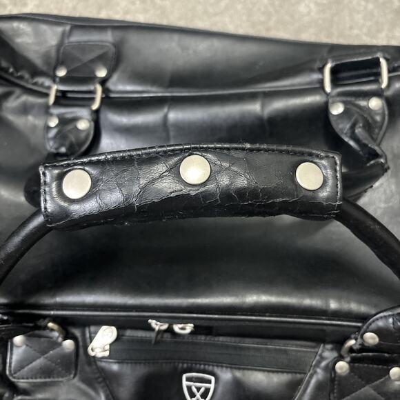 VTG Leather Nike Golf Weekender Duffel Bag Black Large - Picture 7 of 16